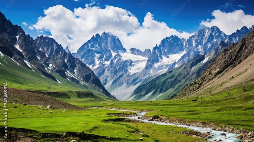 High Mountain Pass in Tuluk Valley, Kyrgyzstan - Majestic Peaks and Breathtaking Mountain Views in Central Asia