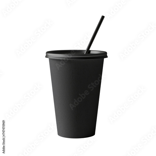 Black Paper Cup With Straw