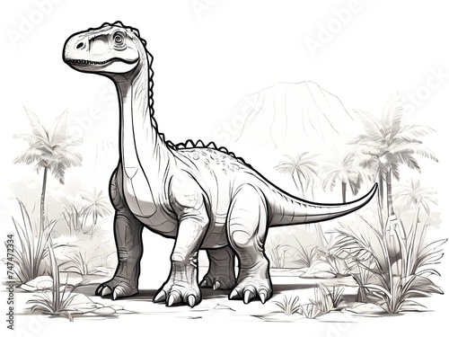 Coloring page with dinosaurs. Dinosaur Brachiosaurus