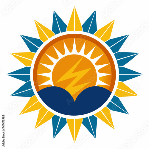 A sun-shaped logo representing a solar energy company. vektor illustation