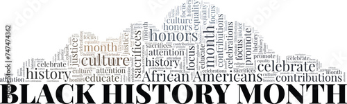 Black History Month word cloud conceptual design isolated on white background.
