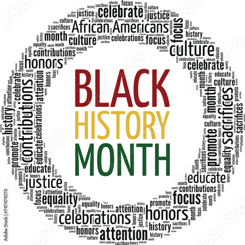 Black History Month word cloud conceptual design isolated on white background.