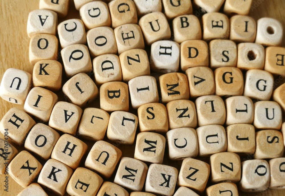 Wooden cubes letters background Wooden cubes letters background