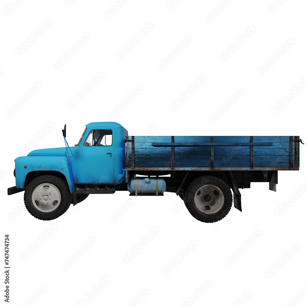 blue truck isolated on white background
