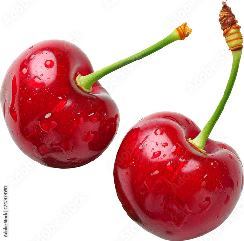 Two Cherries With Water Drops