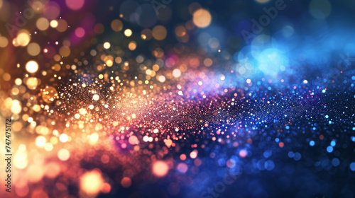 Abstract chaotic sparkling glittering background with color bokeh. © serperm73