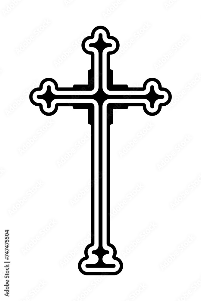 Gothic Christian cross icon symbol. Flat vector illustration