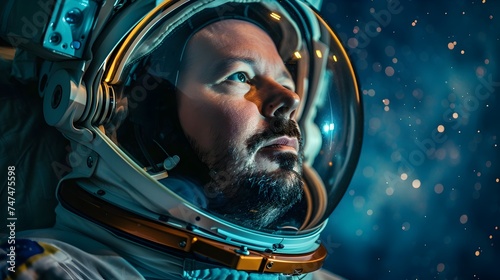 Portrait of a Caucasian Male Astronaut in Outer Space