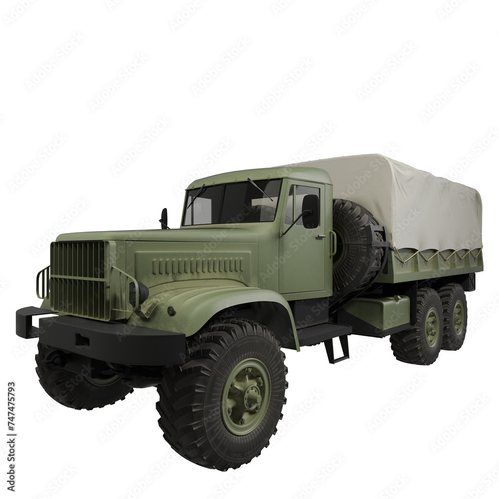 military truck isolated on white