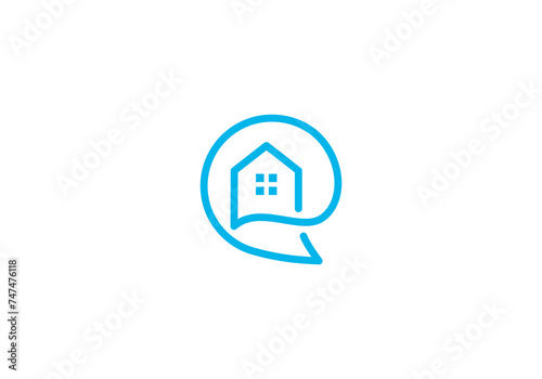 simple house talk logo, home chat symbol design inspiration
