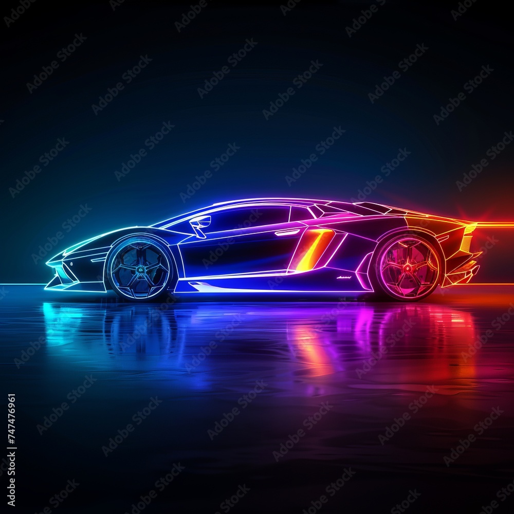 car neon lights on it 