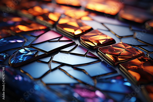 Colorful abstract background. Stained glass window texture pattern.