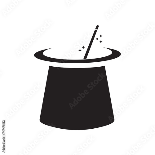 magic hat icon logo vector