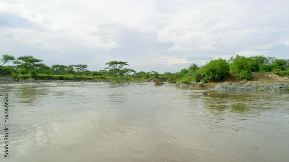 Lake with water pouring in it from the side surrounded by nature. Lake with water pouring in it from the side surrounded by nature.