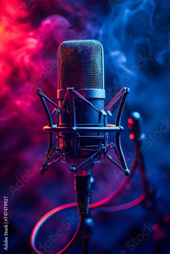 Studio Microphone for Sound Recording, Audio Technology and Musical Performance, Black Background