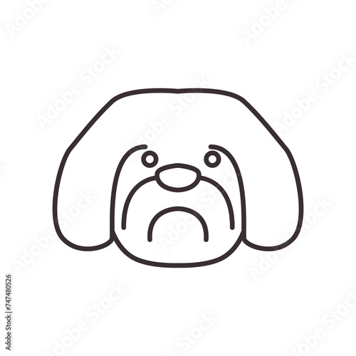 dog sad line icon logo vector