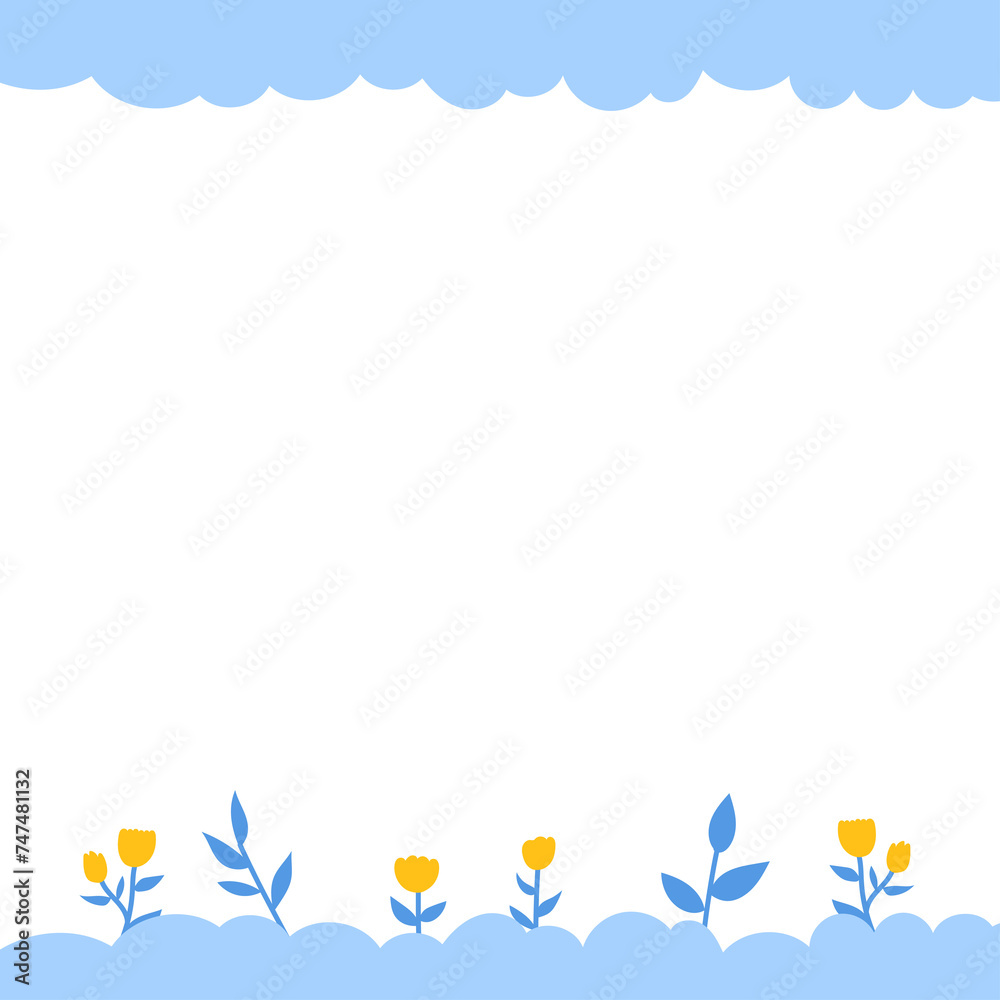 cute blue doodle and flower background memo.