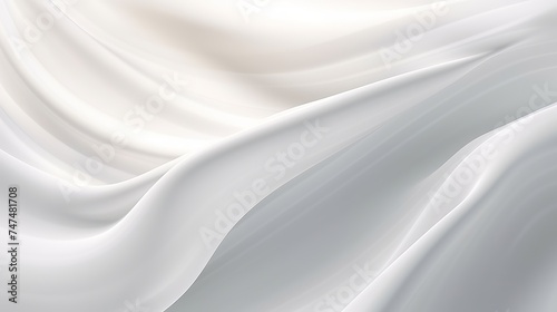 Abstract soft waves of white fabric highlights future background. 3D illustration and rendering