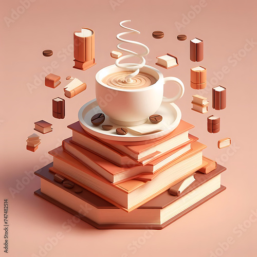 cup of coffee and books