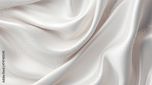 Abstract White Satin Silky Cloth for background, Fabric Textile Drape with Crease Wavy Folds.with soft waves,waving in the wind