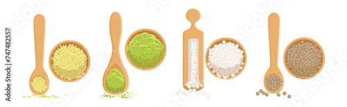 Different Spice and Condiment Pile for Cooking Vector Set