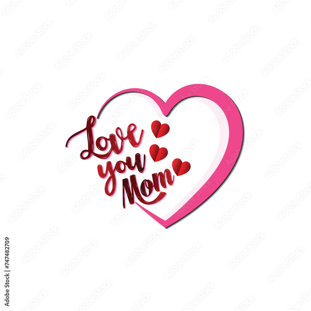 Happy women's day hearts greeting i love you mom luxury vector