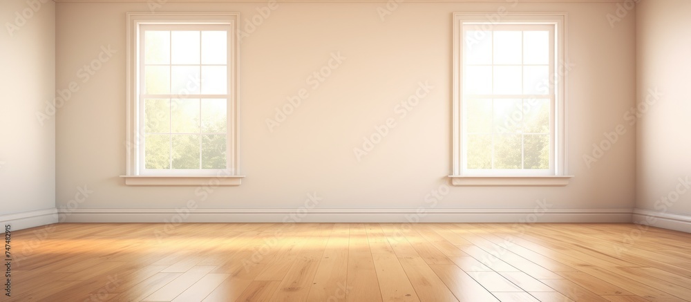 An empty room with a hardwood floor and two windows. The room is bright due to the natural light coming in through the windows. The hardwood floor adds a touch of warmth to the space. An empty room with a hardwood floor and two windows. The room is bright due to the natural light coming in through the windows. The hardwood floor adds a touch of warmth to the space.