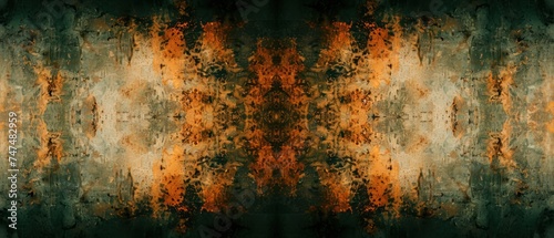 a grungy background with a pattern of oranges and browns in the center of the image is a dark green background with oranges and browns in the middle of the middle of the image. photo
