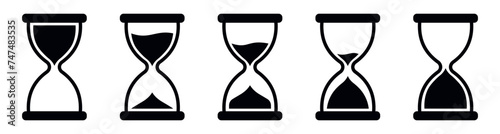 Hourglass icon set. Sandglass symbol, logo. Reload hourglass timer icon vector. Vector illustration photo