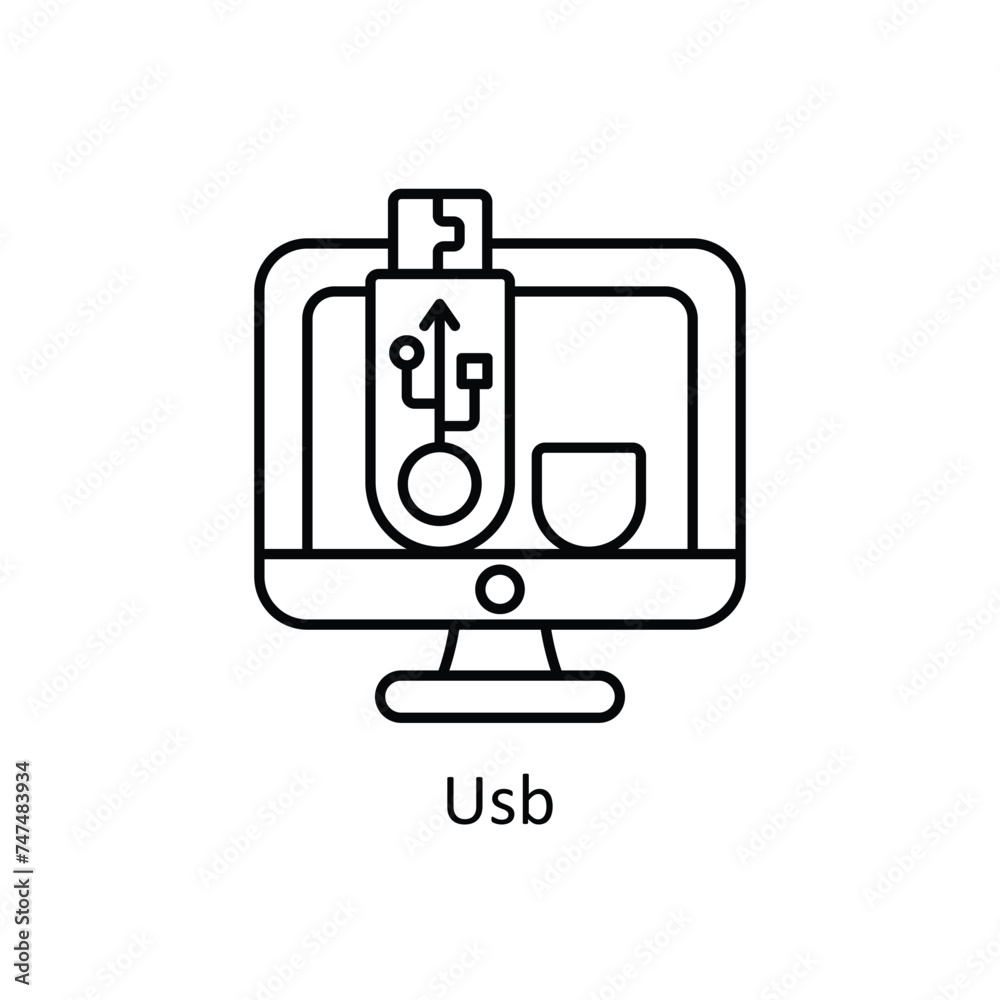 Usb vector outline Icon Design illustration. Graphic Design Symbol on White background EPS 10 File