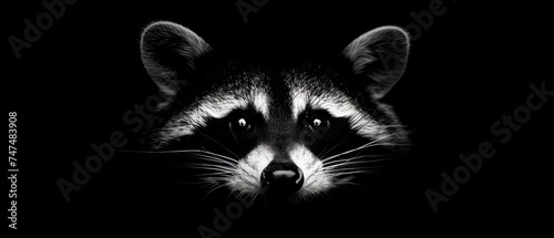 a close up of a raccoon s face in the dark with a blurry look on its face.