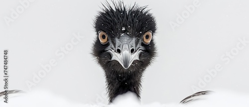 a close up of a bird with a lot of hair on it's head and a lot of feathers on it's head. © Jevjenijs