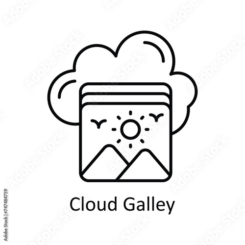 Cloud Galley vector outline Icon Design illustration. Graphic Design Symbol on White background EPS 10 File