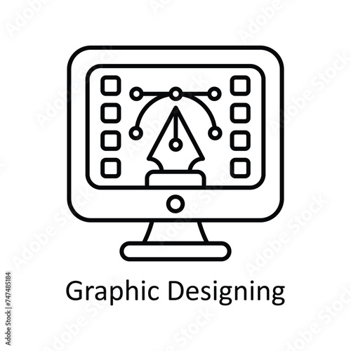 Graphic Designing vector outline Icon Design illustration. Graphic Design Symbol on White background EPS 10 File