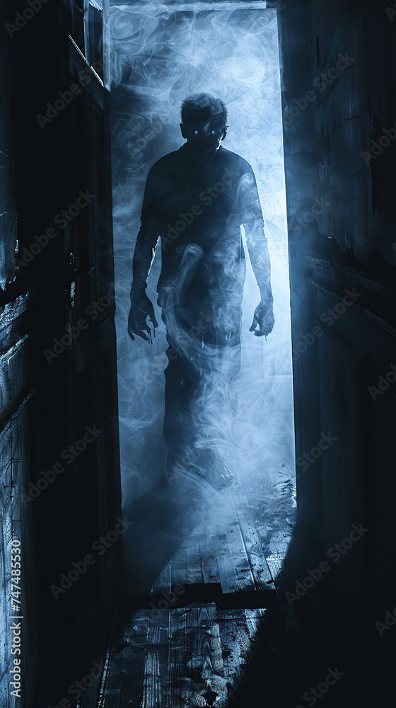 ghost, spirit, apparition, specter, phantom, spectre, haunting, spooky, supernatural, eerie, paranormal, ethereal, wraith, poltergeist, shadow, ghoul, wisp, shade, soul, wight, revenant, manifestation - obrazy, fototapety, plakaty 