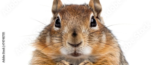 a close up of a squirrel's face with a nut in the middle of it's front paws.