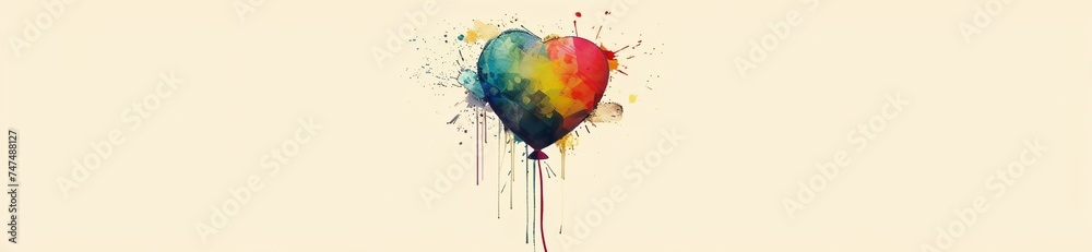 Obraz premium a heart shaped balloon with a splattered paint drips