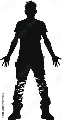 Silhouette prisoner in jail black color only full body