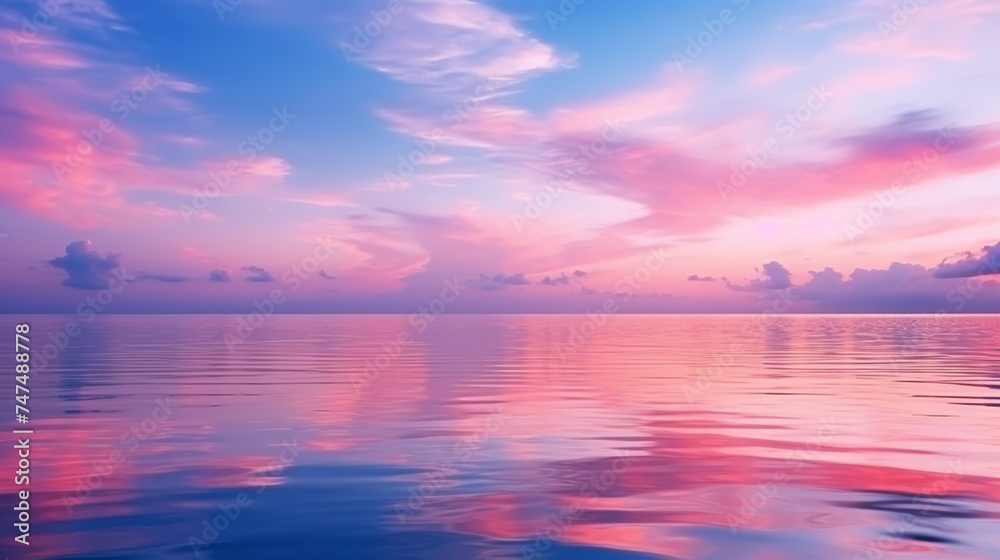 Fototapeta premium Aerial view sunset sky, Nature beautiful Light Sunset or sunrise over sea, Colorful dramatic majestic scenery Sky with Amazing clouds and waves in sunset sky purple light cloud background