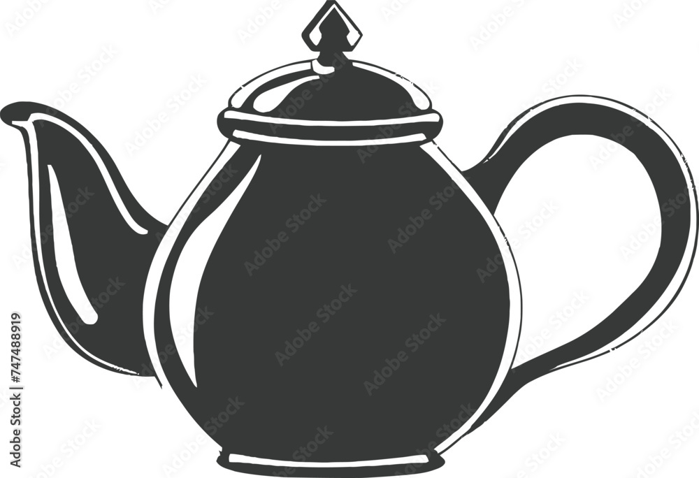 Obraz premium Silhouette teapot black color only full
