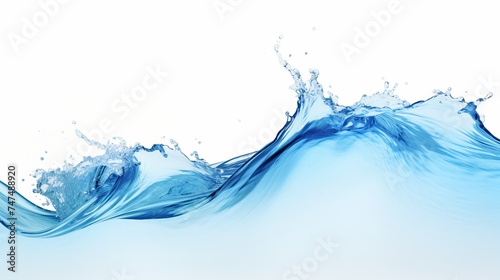Blue wave splashing against white background
