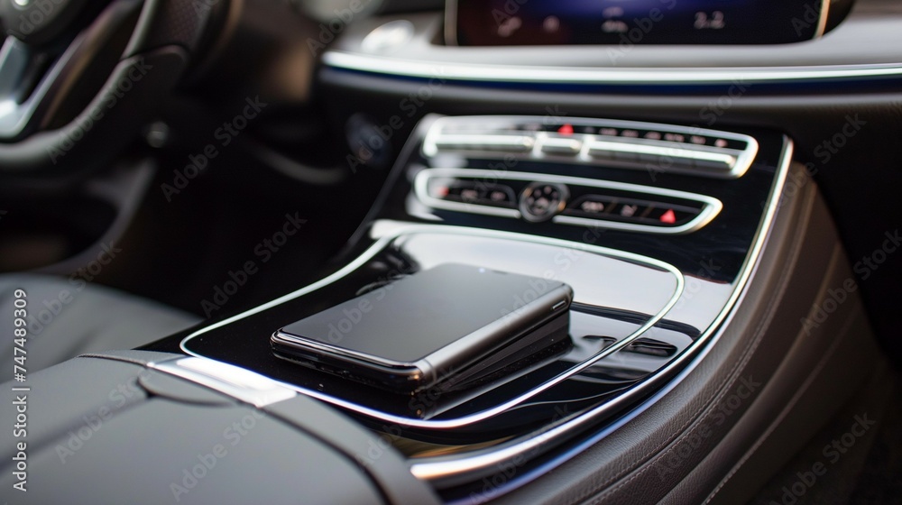 Drahtloses induktives Laden von Smartphone im Auto Generative AI Drahtloses induktives Laden von Smartphone im Auto Generative AI