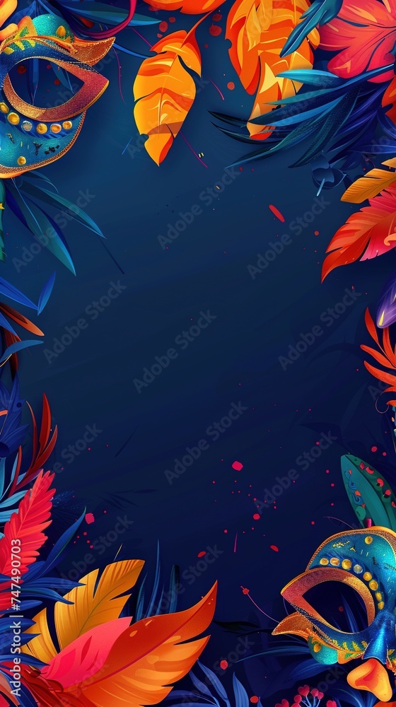 Dark blue background with vibrant Brazilian carnival banner template