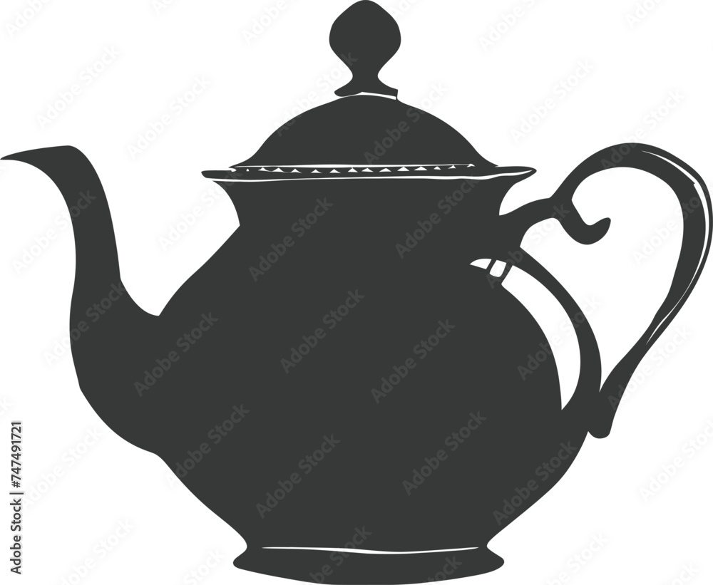 Silhouette teapot black color only full Silhouette teapot black color only full