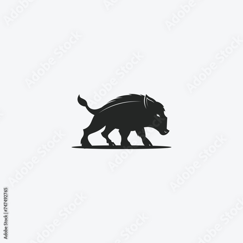 Black Boar Silhouette Vector Art