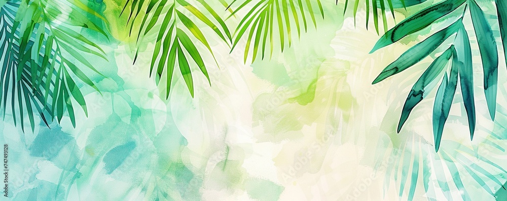 Palm sunday soncept illustration, Generative AI watercolor background