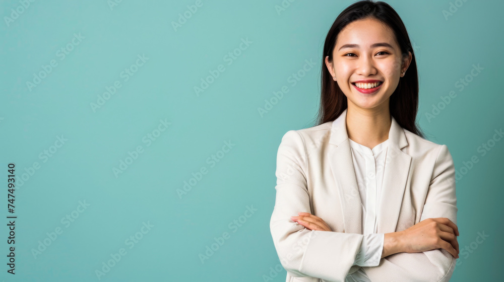 Radiant Asian businesswoman with confident smile Radiant Asian businesswoman with confident smile