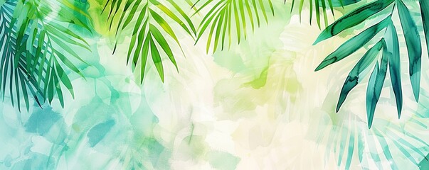 Palm sunday soncept illustration, Generative AI watercolor background
