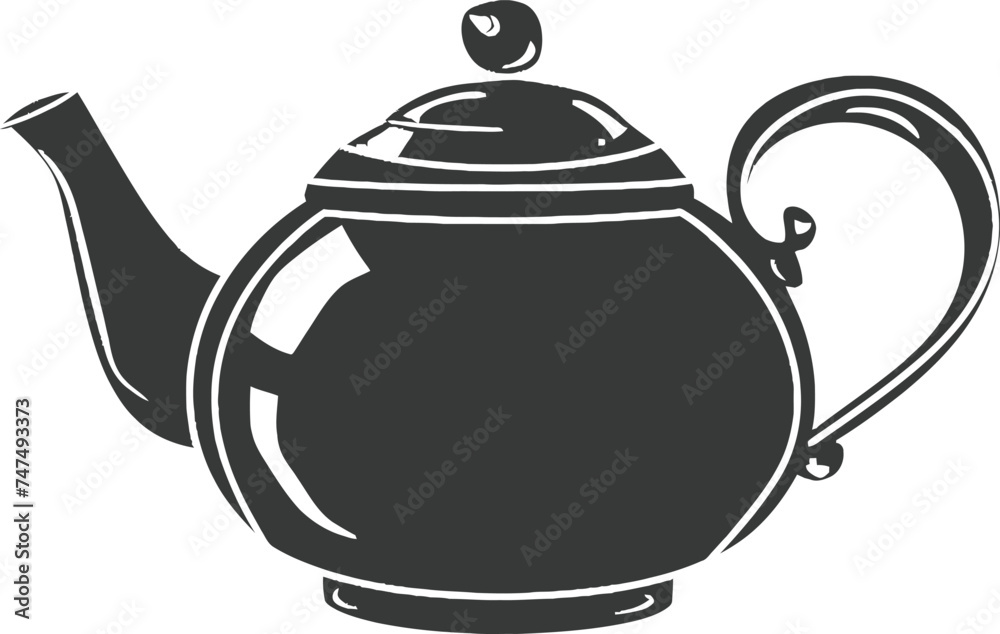 Silhouette teapot black color only full Silhouette teapot black color only full