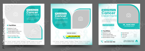 cancer awareness or medical healthcare social media post banner template set